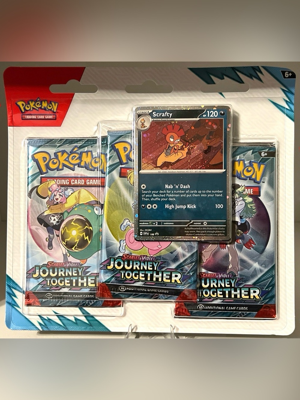 Pokémon TCG Scarlet & Violet - Journey Together: 3 Pack Blister W/ SCRAFTY Promo